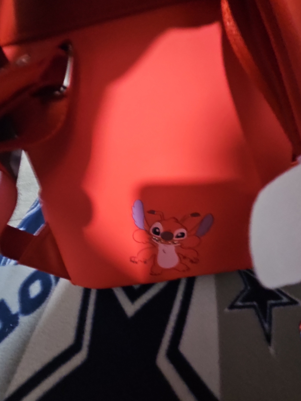 Loungefly Orange Kids Backpack with Cartoon Stitch Accent